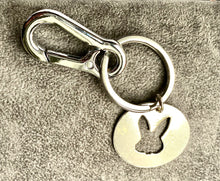 Load image into Gallery viewer, Rabbit Keyring with Sterling Silver Disc.