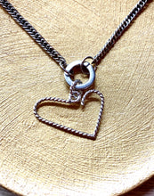 Load image into Gallery viewer, how to wear your asymmetric twisted sterling silver heart charm holder/pendant