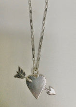 Load image into Gallery viewer, Sterling Silver Vintage Inspired Arrow Through the Heart Pendant.