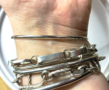 Load image into Gallery viewer, Sterling Silver bangle and chain bracelet - wrist candy.