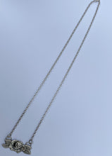 Load image into Gallery viewer, Oxidised Sterling Silver Rose Bib Necklace.
