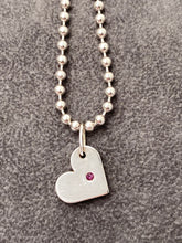 Load image into Gallery viewer, Sterling Silver Flush set Ruby Heart Pendant or Charm.
