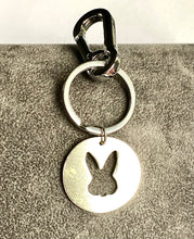 Load image into Gallery viewer, Rabbit Keyring with Sterling Silver Disc.
