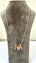 Load image into Gallery viewer, Sterling Silver Initial  Reversible HA /AH Bib Style Necklace.

