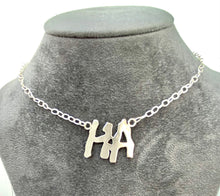 Load image into Gallery viewer, Sterling Silver Initial  Reversible HA /AH Bib Style Necklace.
