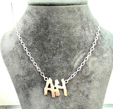 Load image into Gallery viewer, Sterling Silver Initial  Reversible HA /AH Bib Style Necklace.
