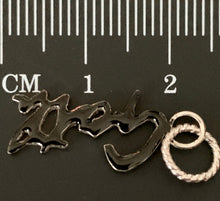 Load image into Gallery viewer, Sterling Silver 'Goth' Slogan charm - Black enamel 24mm long
