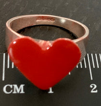 Load image into Gallery viewer, red enamelled heat sterling silver signet ring size N
