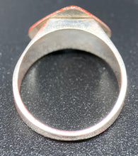 Load image into Gallery viewer, red enamelled heat sterling silver signet ring size N
