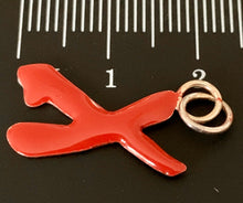 Load image into Gallery viewer, Red Enamelled ‘X’ Charm in Sterling Silver.
