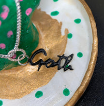 Load image into Gallery viewer, Sterling Silver 'Goth' Slogan charm - Black enamel.
