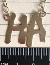 Load image into Gallery viewer, Sterling Silver Initial  Reversible HA /AH Bib Style Necklace.
