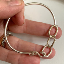 Load image into Gallery viewer, Sterling Silver bangle and chain bracelet - wrist candy.
