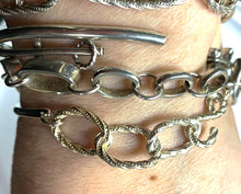 Load image into Gallery viewer, Sterling Silver bangle and chain bracelet - wrist candy.
