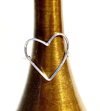 Load image into Gallery viewer, Open Heart adjustable Sterling Silver Ring.

