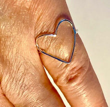 Load image into Gallery viewer, Open Heart adjustable Sterling Silver Ring.
